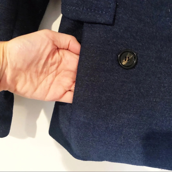 H&M Navy Blue Pea Coat Size 2 Small Blue Button Down Nautical Marine Preppy - Picture 5 of 11